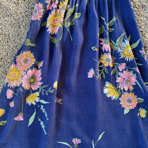 Girls Floral Dress Size XS (5) Navy - Picture 4 of 5